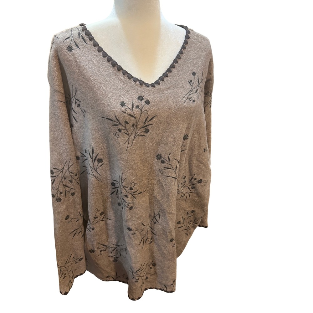 3/$45 Floral Print V Neck Long Sleeve Top, Relaxed Fit, Casual Everyday Style‎